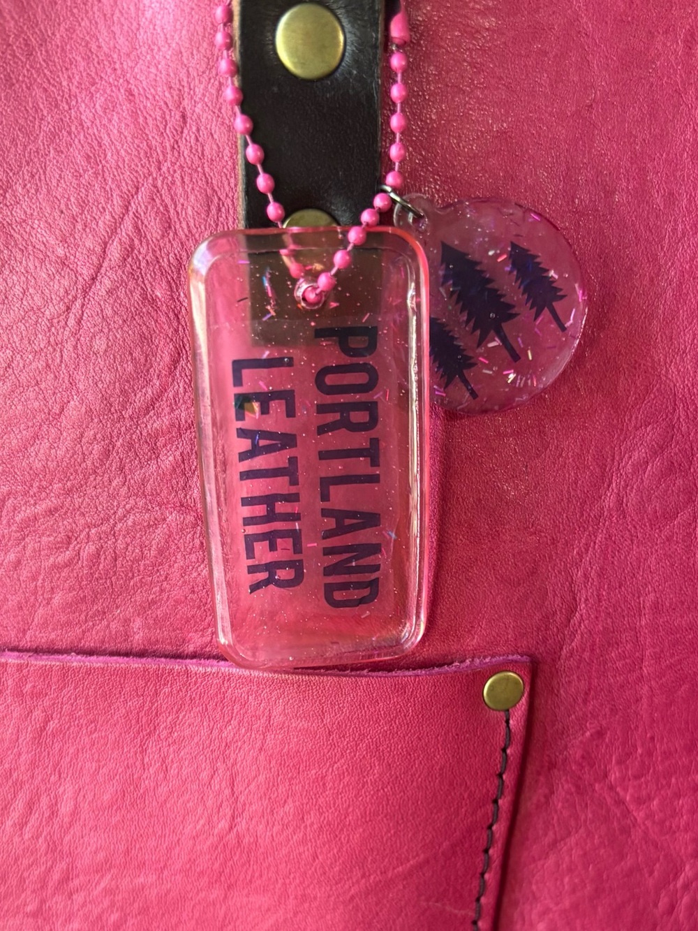 Upcycled Portland Leather Bag Charm - Picture 6 of 7